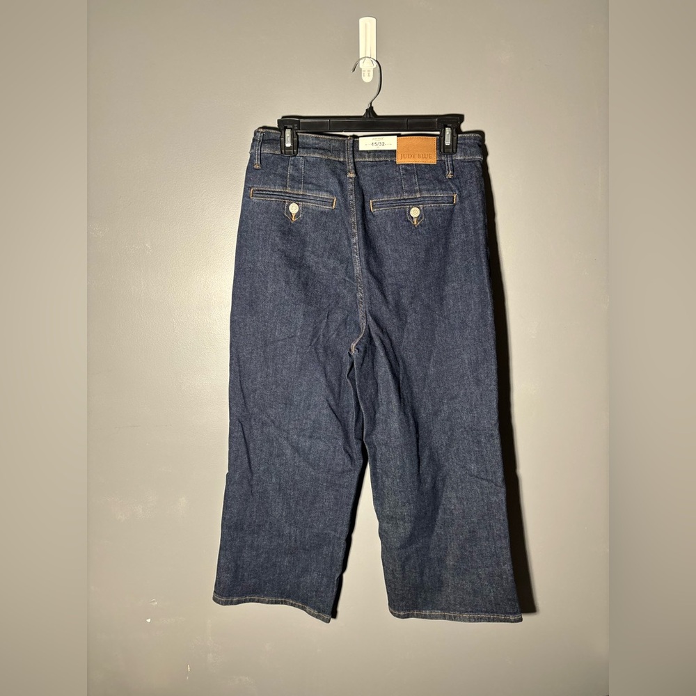 Judy Blue Neon Lights Tummy Control Top Tailored Crop Wide Leg Jeans Size 15/32 - Picture 3 of 6